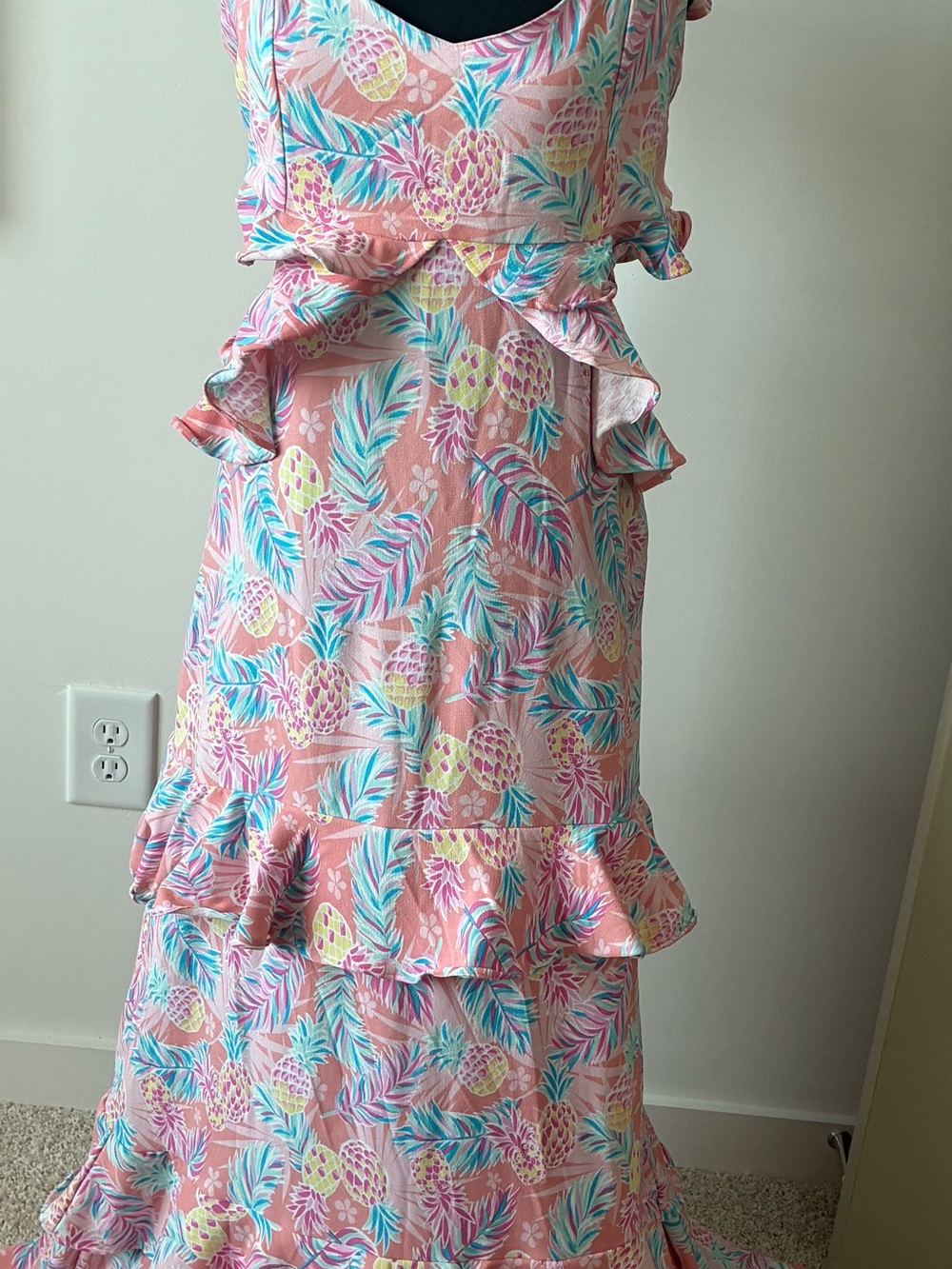 Simply Southern Pink Tropical Pineapple Maxi Dress
